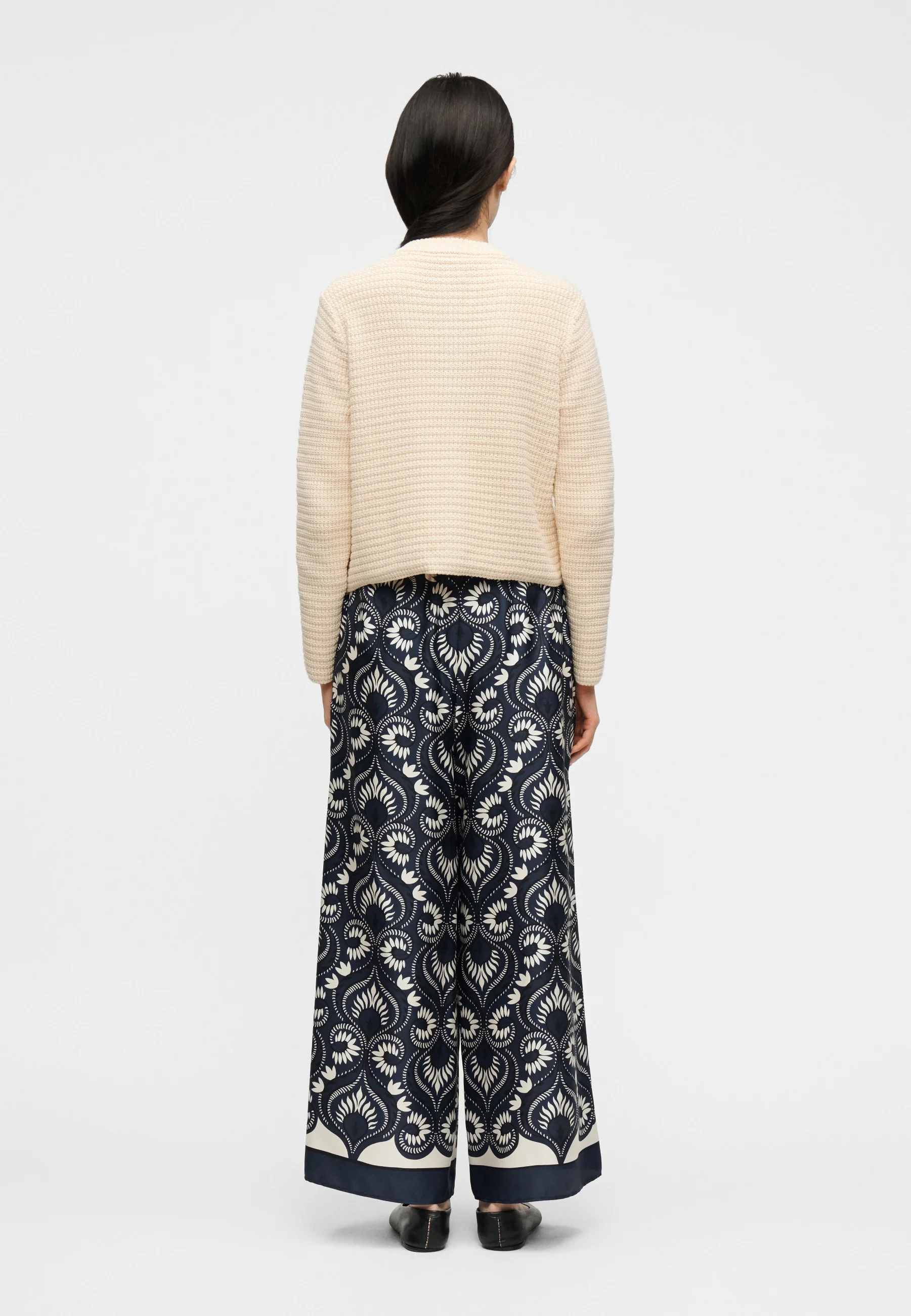 Ecru Cotton Blend Cardigan Sweater