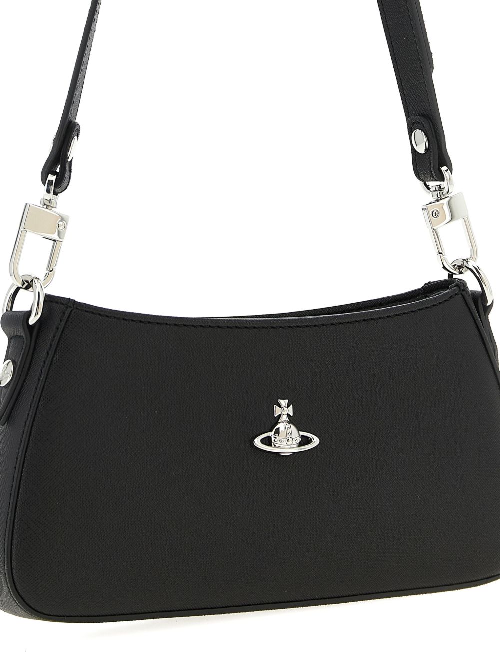 Black Top Zip Adjustable Leather Bag
