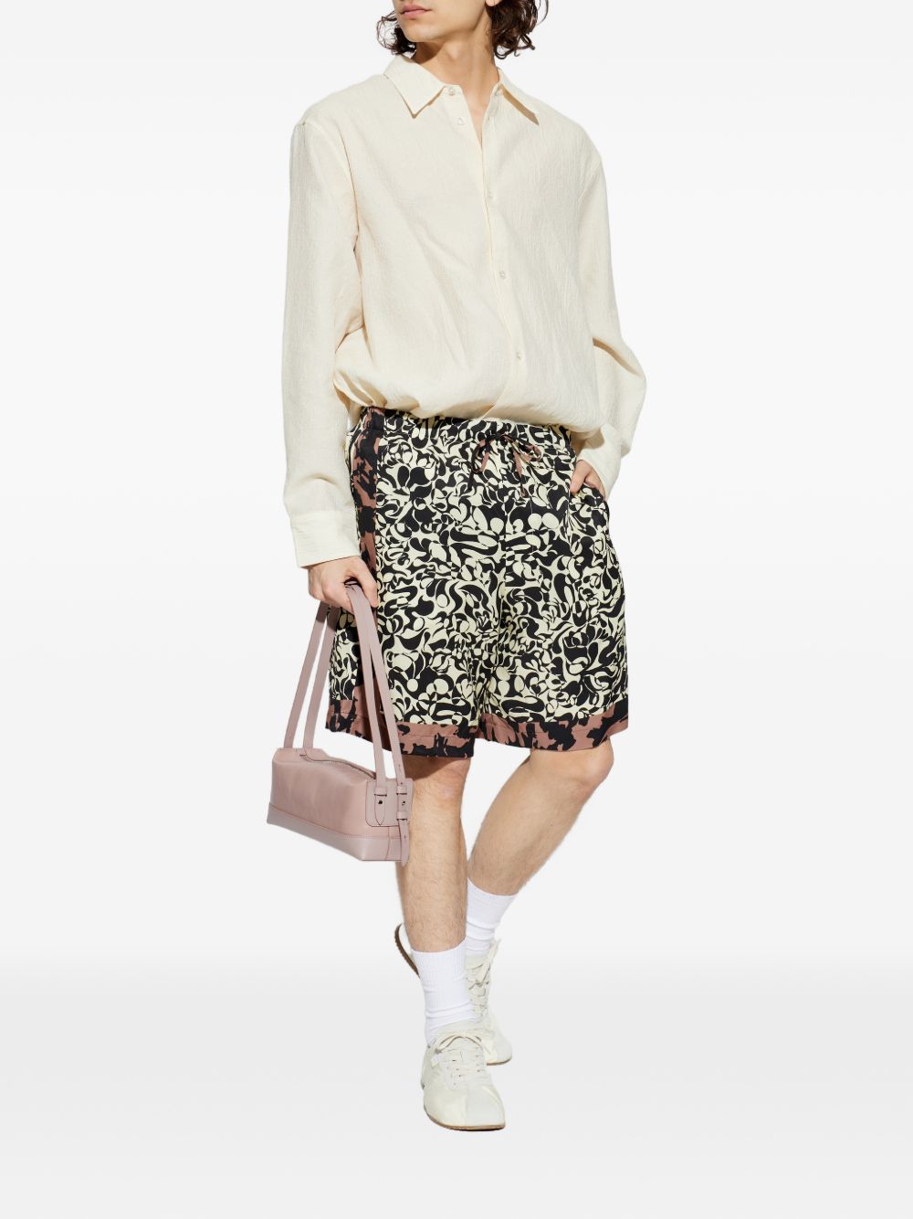 Abstract Print Black Shorts with Relaxed Fit
