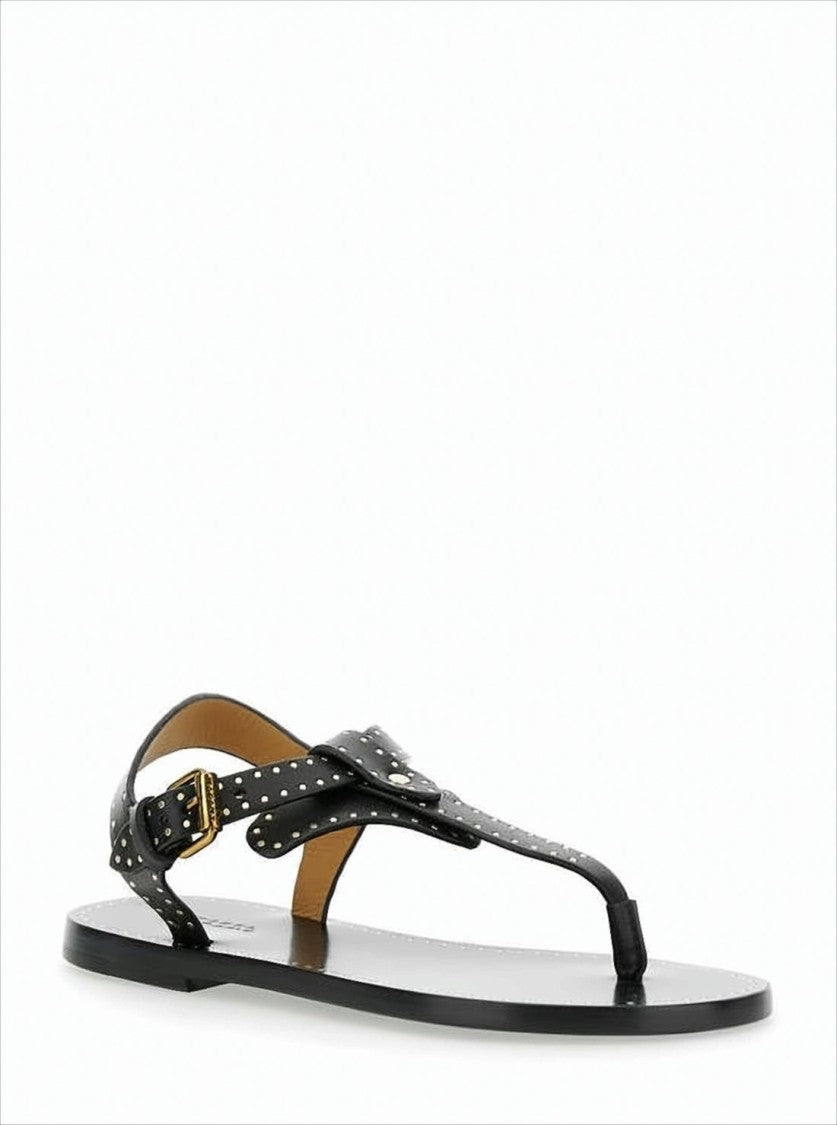 Flat Thong Sandals with Metallic Studs