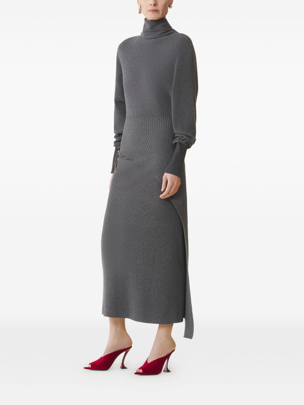 Asymmetrical Grey Midi Dress