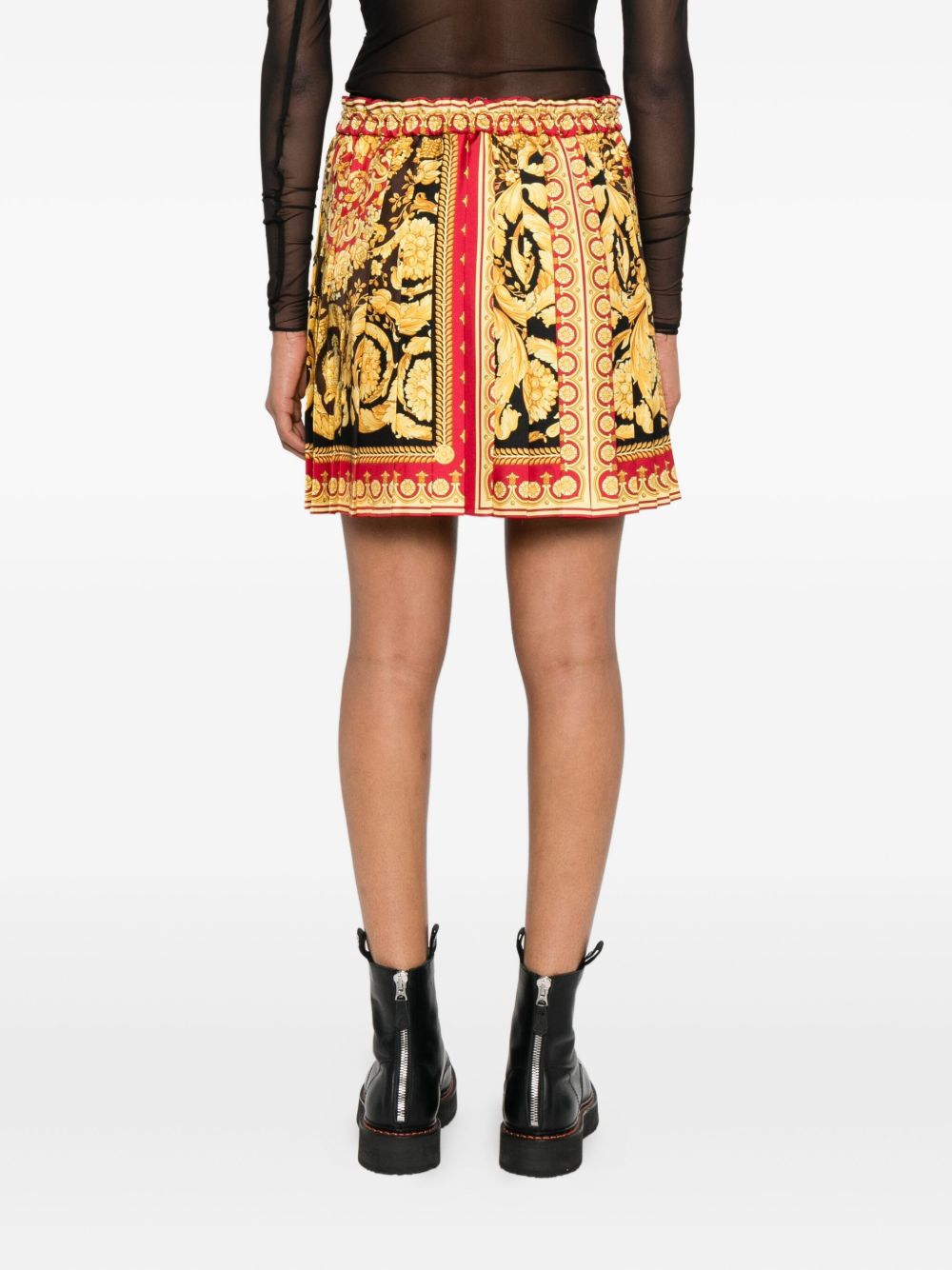 High-Waisted A-Line Skirt with Baroque Print