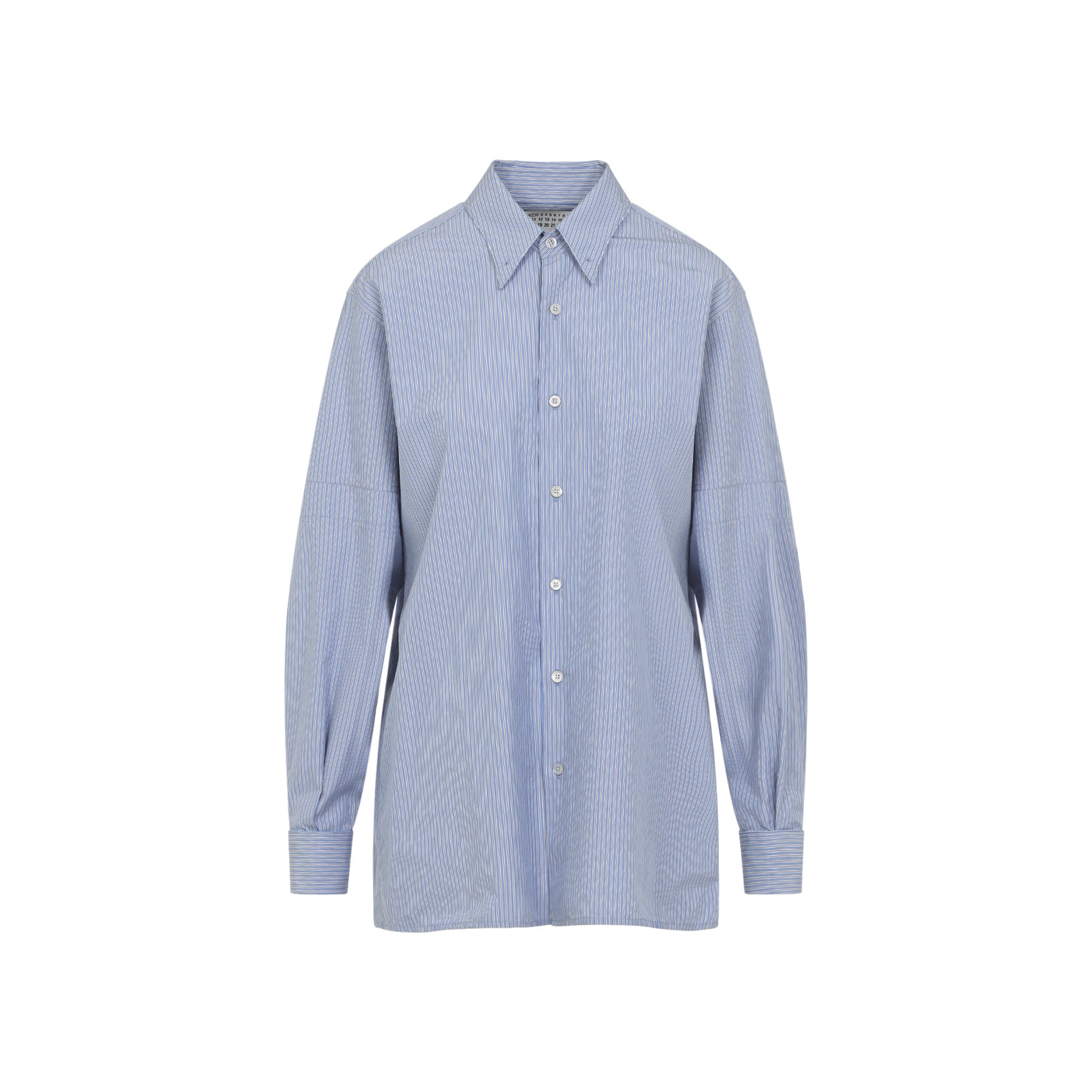 Long-Sleeved Cotton Shirt With Vertical Stripes