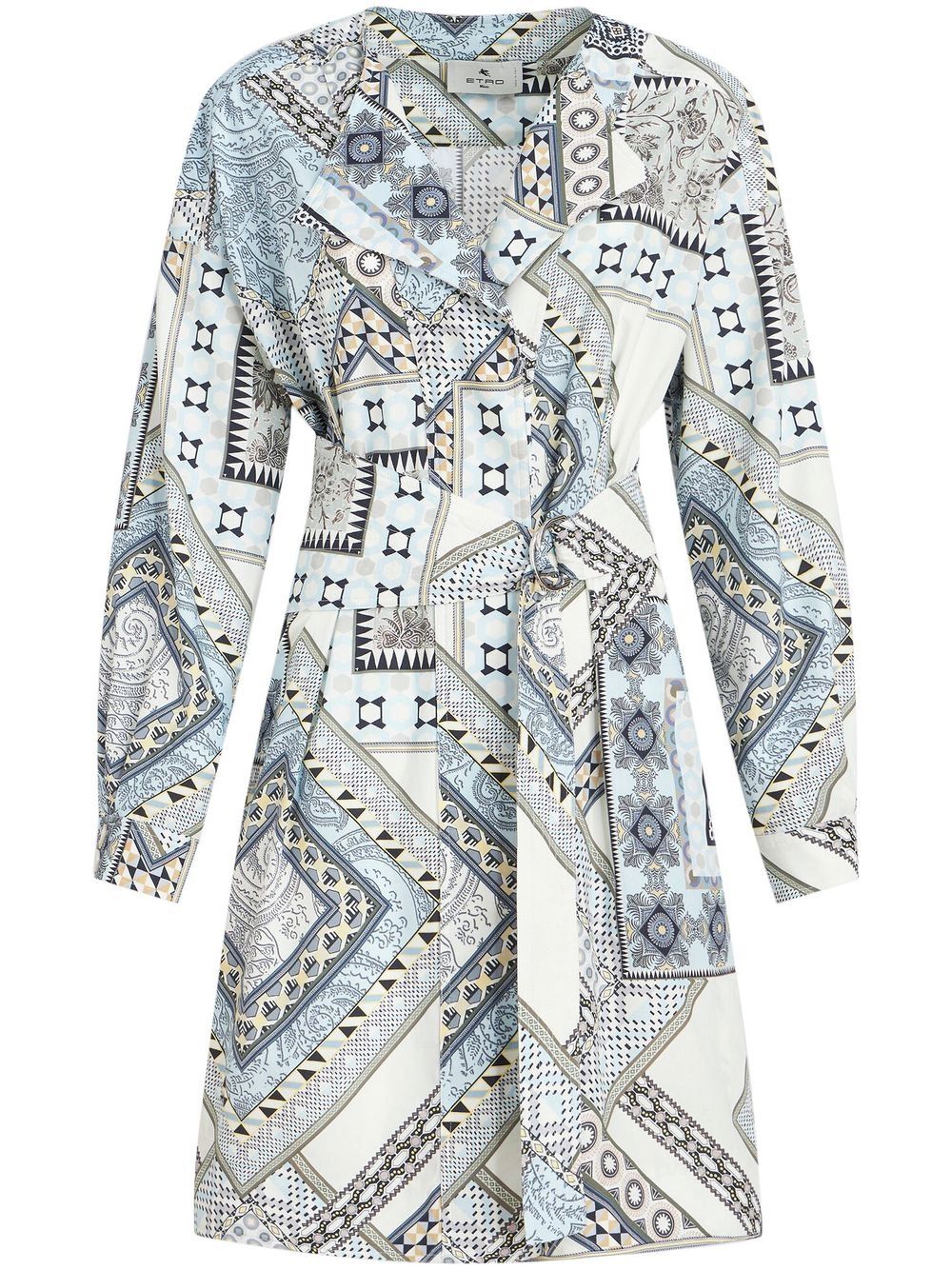 Structured Cotton Geometric Print Mini Dress