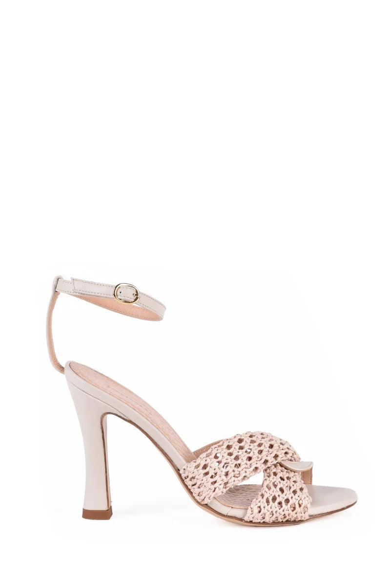 Woven Design Sandals with Ankle Strap