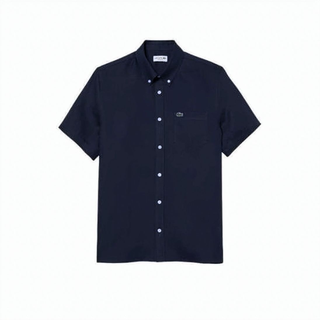 Linen Short-Sleeved Shirt with Button-Down Front