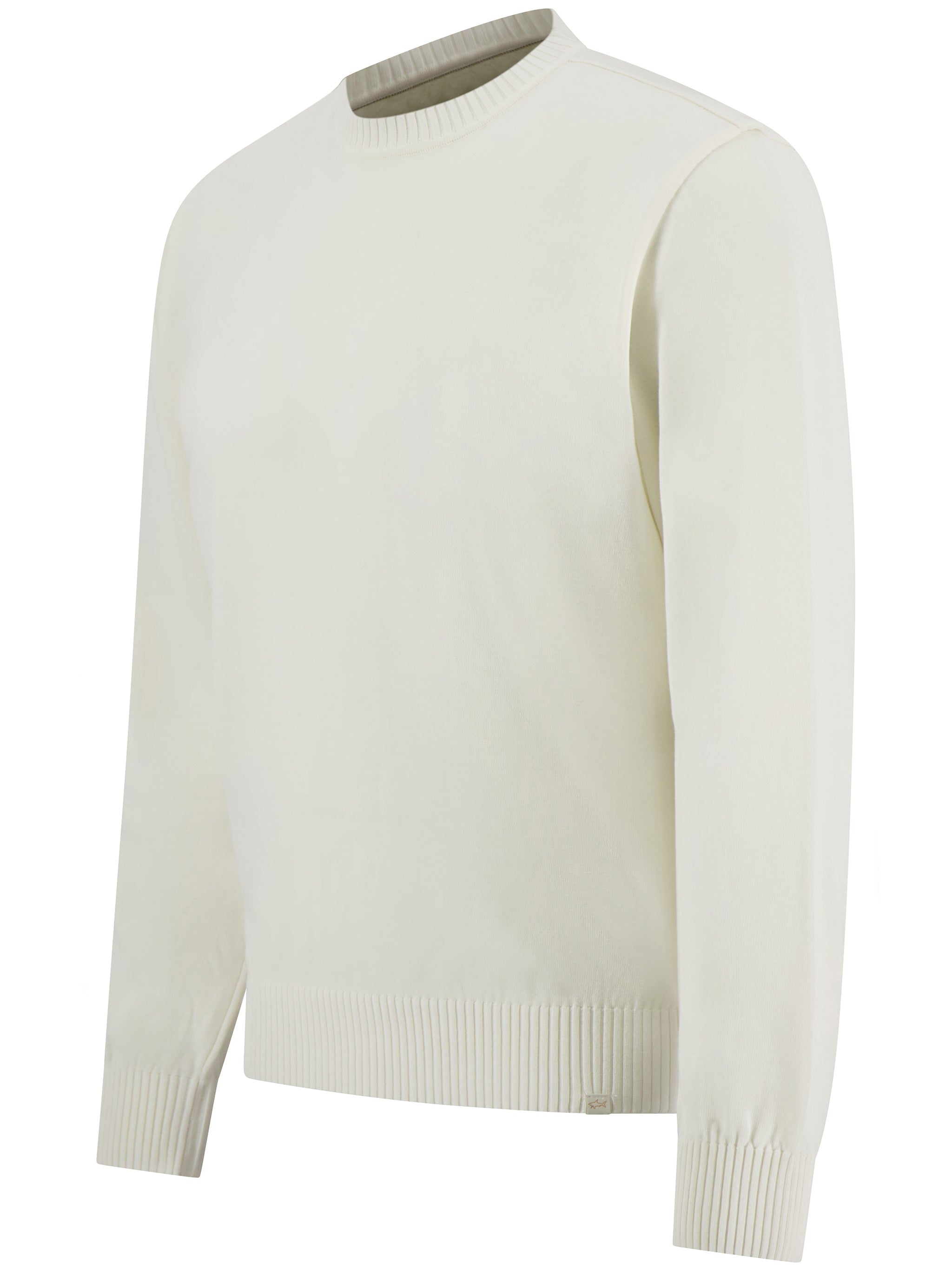 White Minimalist Classic Cotton Sweater