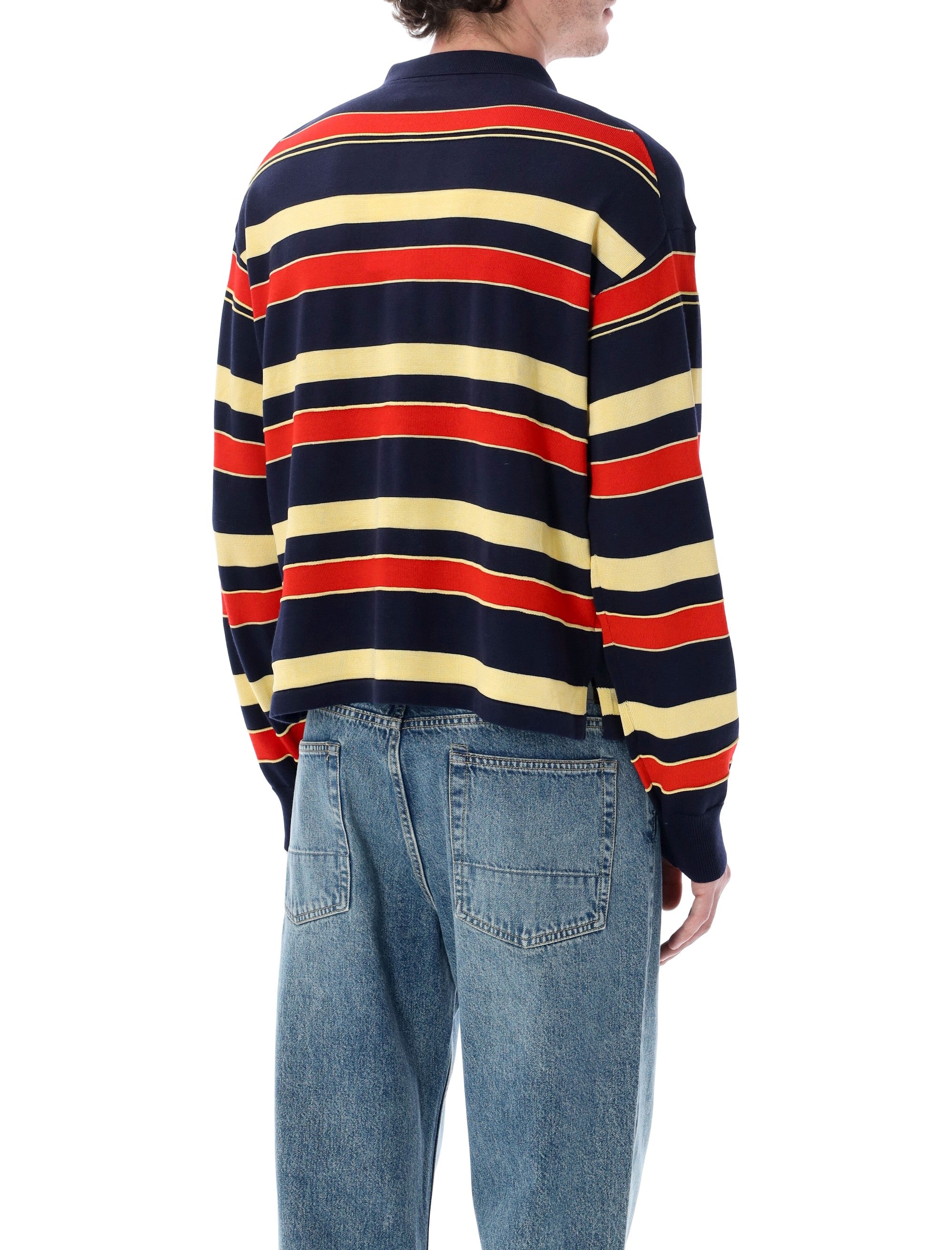 Striped Knitted Rugby Polo