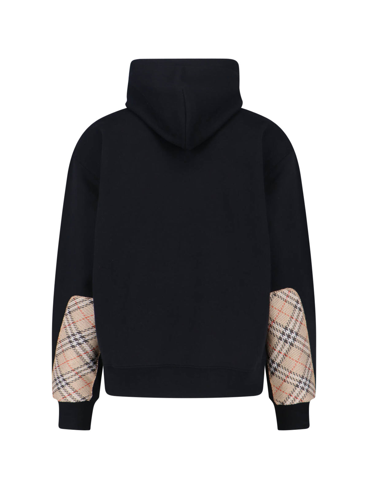 "Reilly Chk Pch" Hooded Sweatshirt In Black Cotton