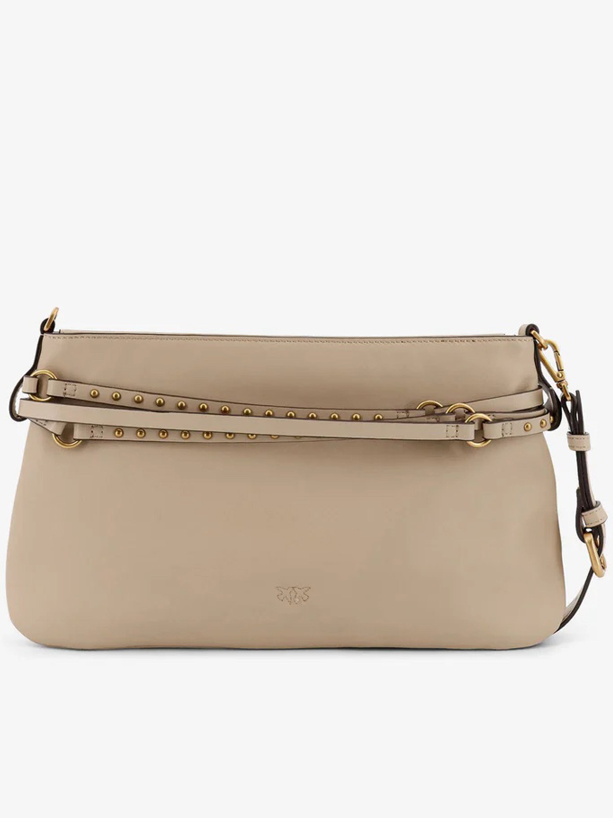Neutral Mini Structured Studded Shoulder Bag