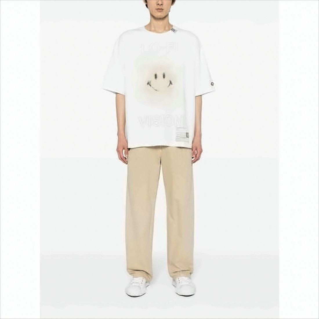 Oversized Short-Sleeve T-Shirt With Playful Smiley Face Graphic