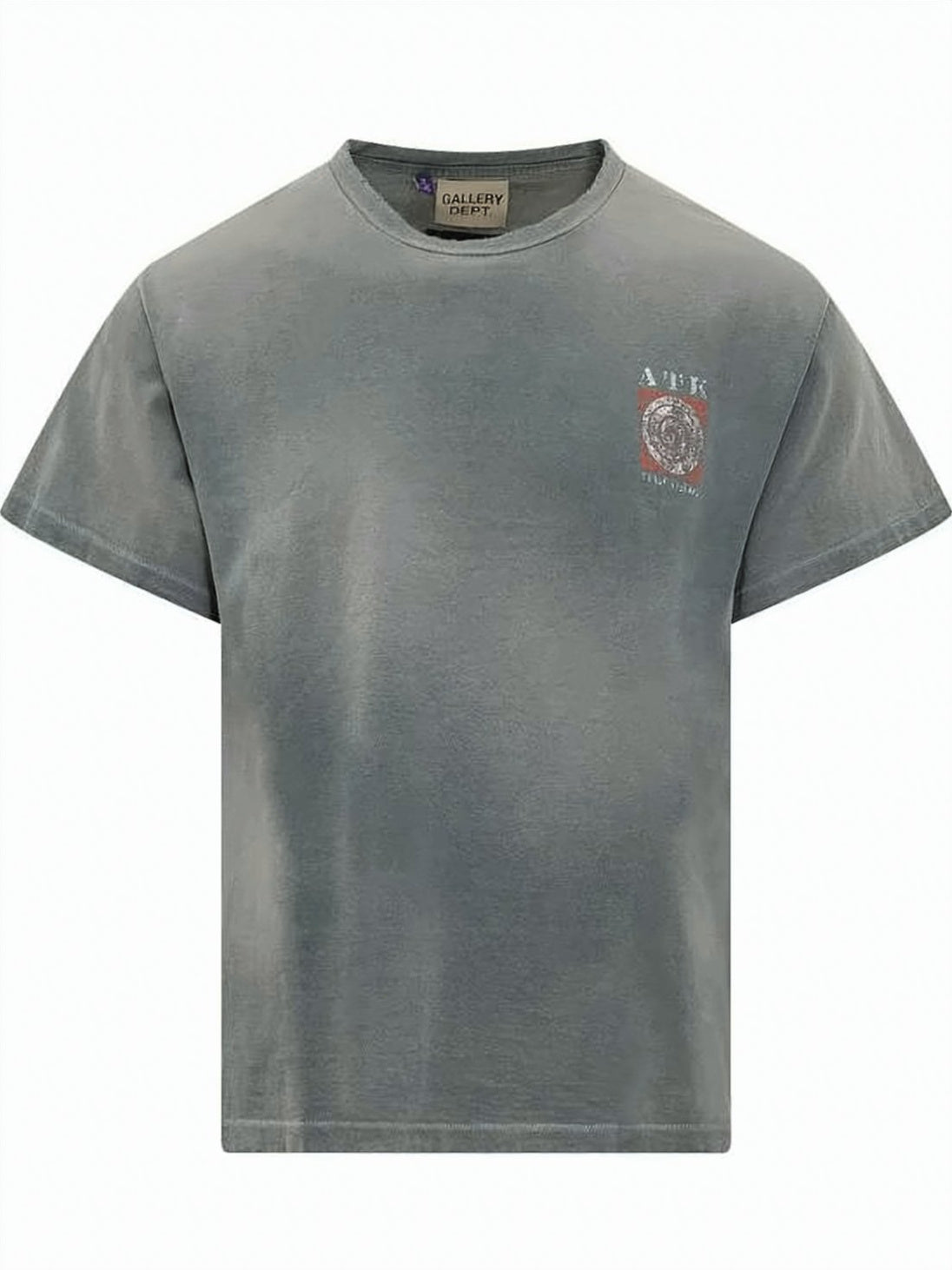 Washed Grey Short-Sleeve T-Shirt with Vintage Graphic Prints