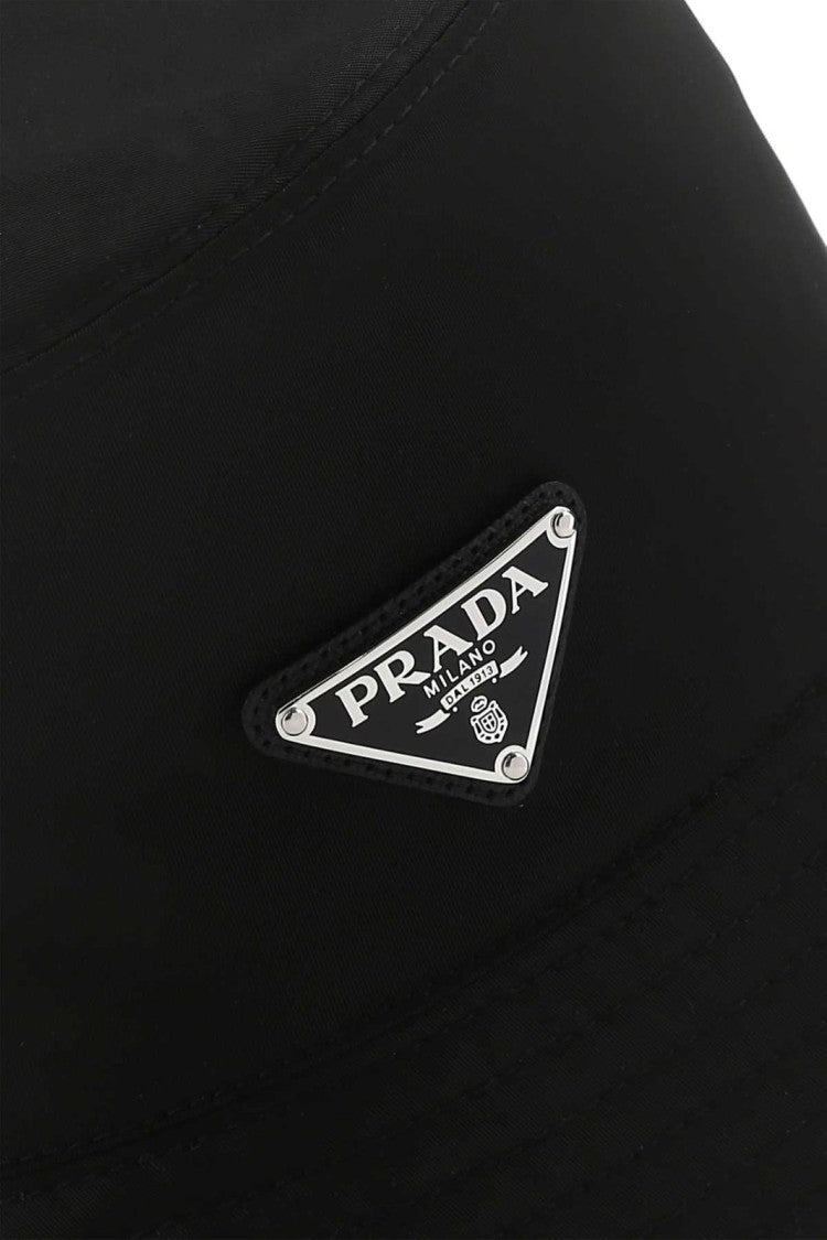 Smooth Nylon Bucket Hat with Triangular Logo Patch
