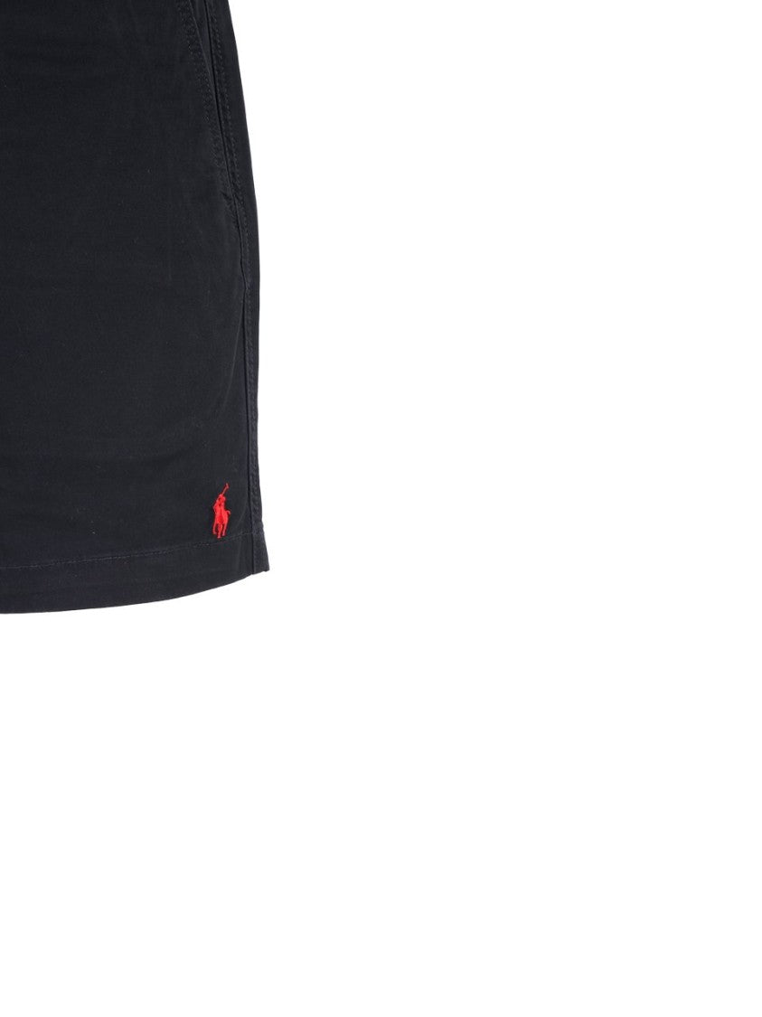 Classic Black Shorts With Elastic Waistband And Subtle Branding
