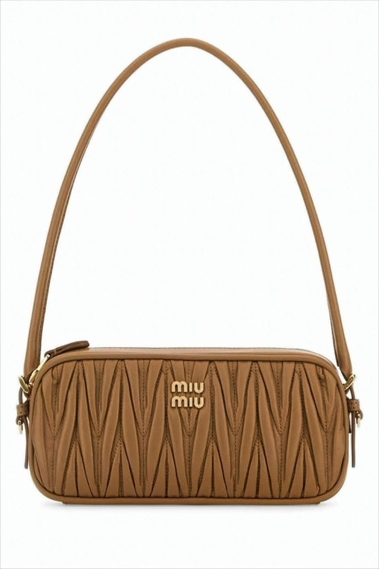 Ruched Lambskin Leather Shoulder Bag