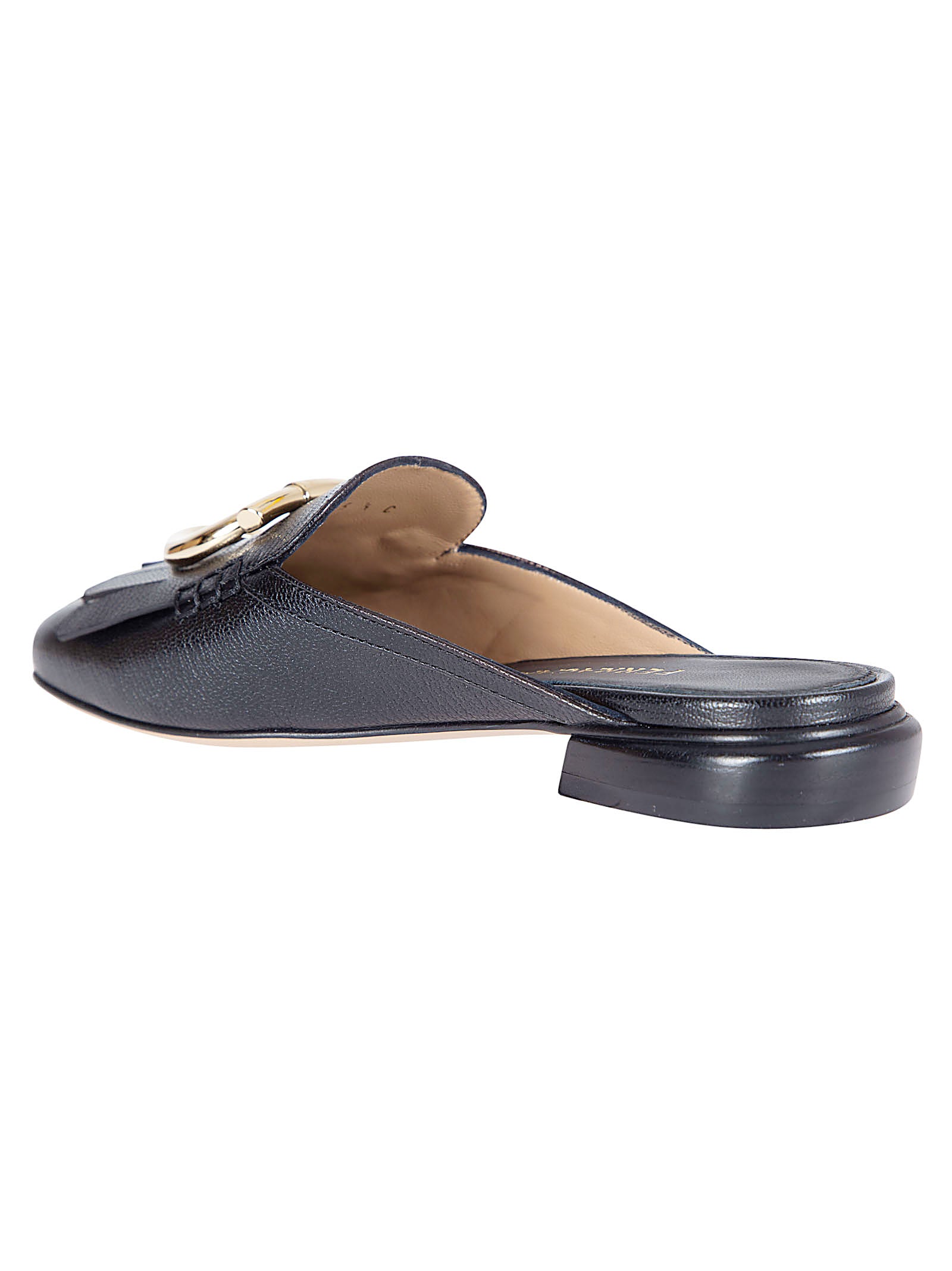 Textured Leather Sandals with Gold-tone Buckle Detail