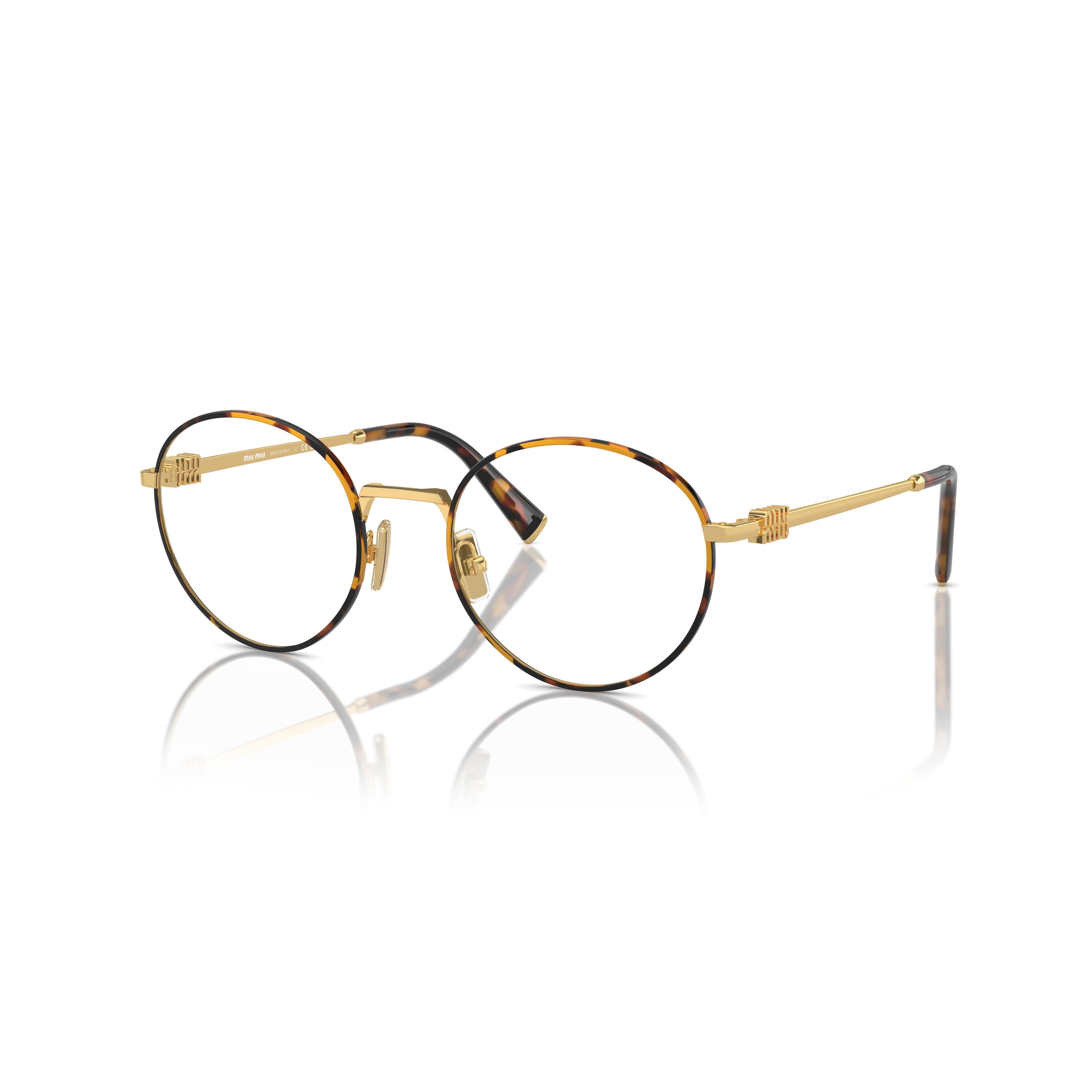 0mu 52xv Round Tortoiseshell-Accented Eyeglasses