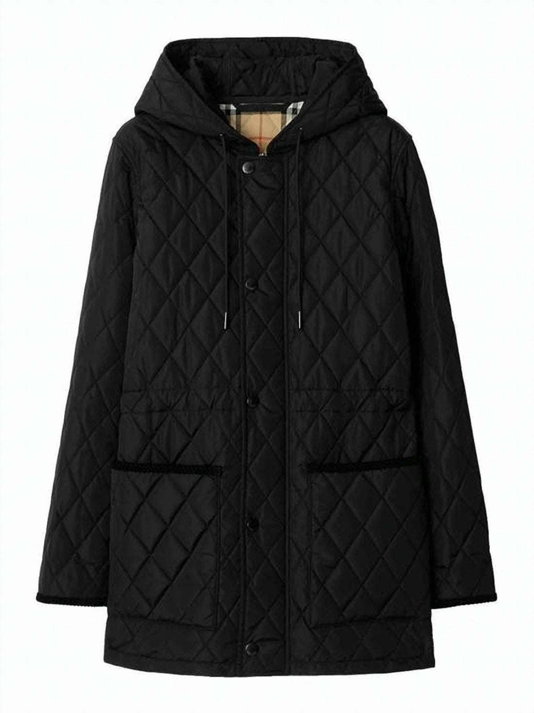 Quilted Casual Jacket with Hood and Checkered Lining
