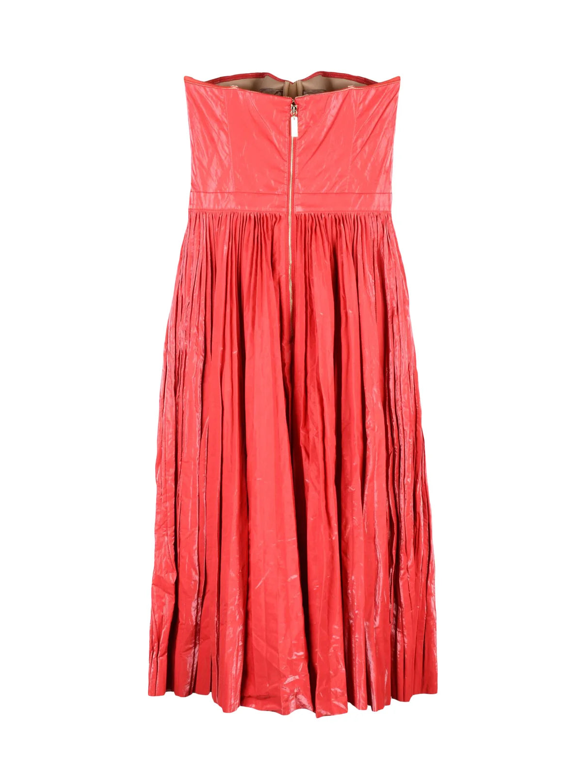 Red Viscose Polyester Cotton Metallic Women Long Dress