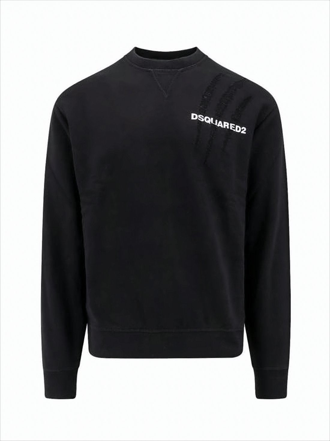 Long-Sleeve Crewneck Sweatshirt with Distressed Detail