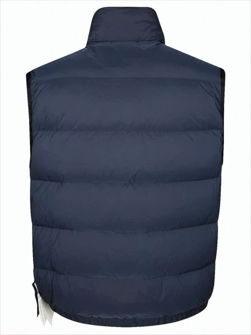 Padded High Stand Collar Vest with Quilted Detailing