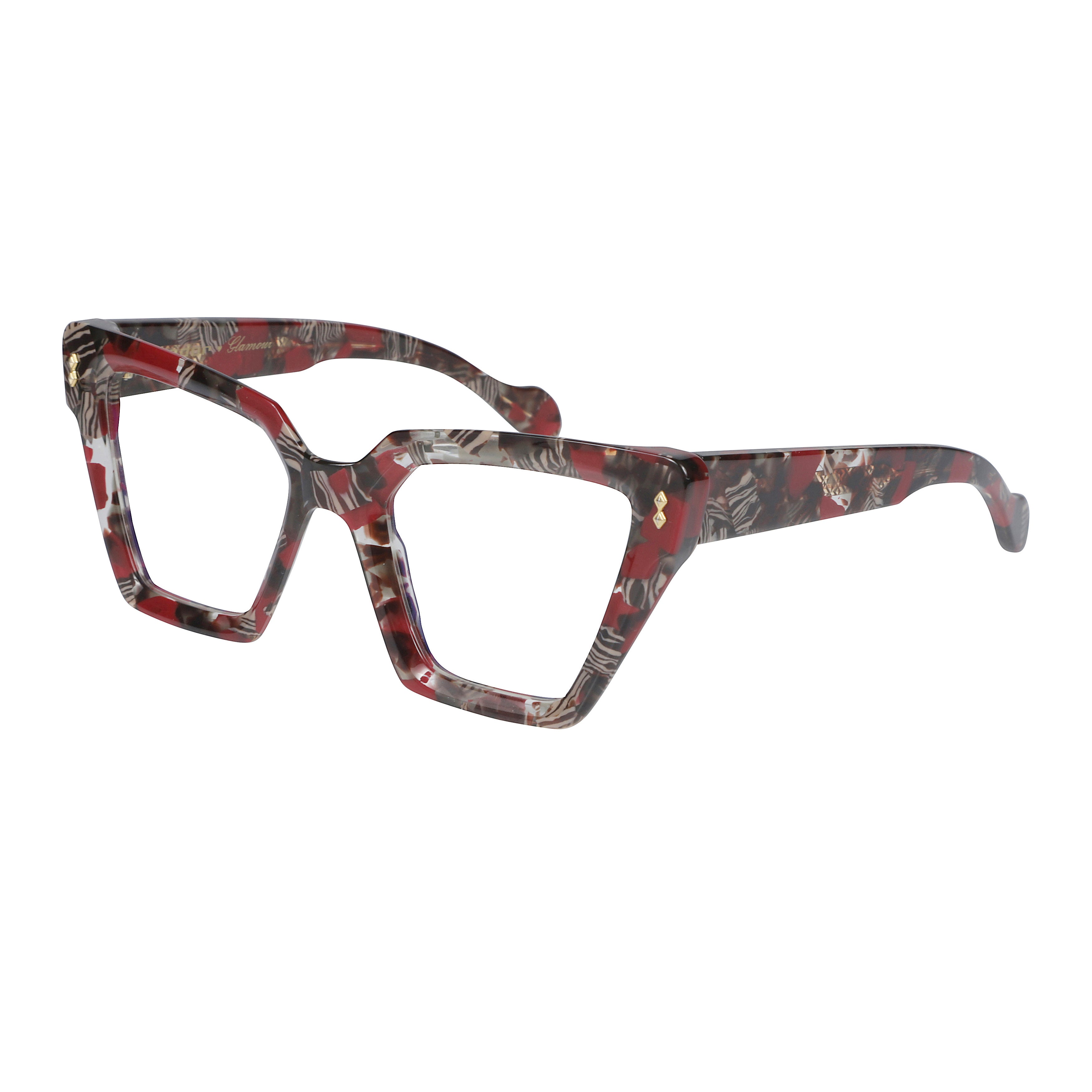 Vanessa Glamour Oversized Geometric Sunglasses with Marbled Pattern