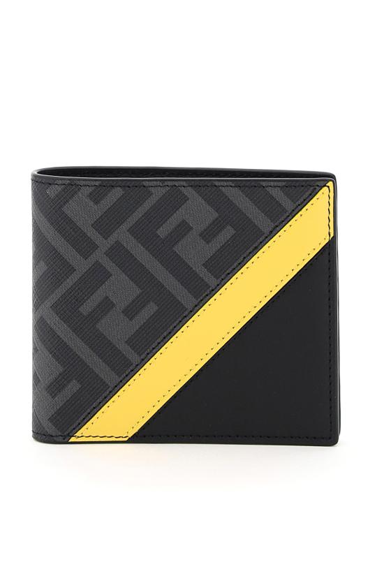 Textured Bifold Wallet With Geometric Design And Contrasting Stripe