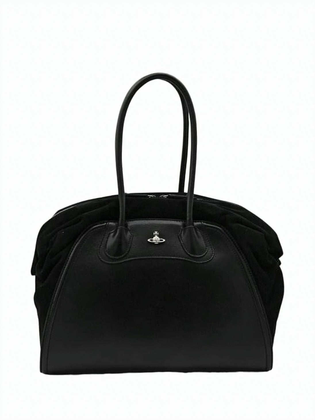 Structured Calf Leather Shoulder Bag with Suede Sides
