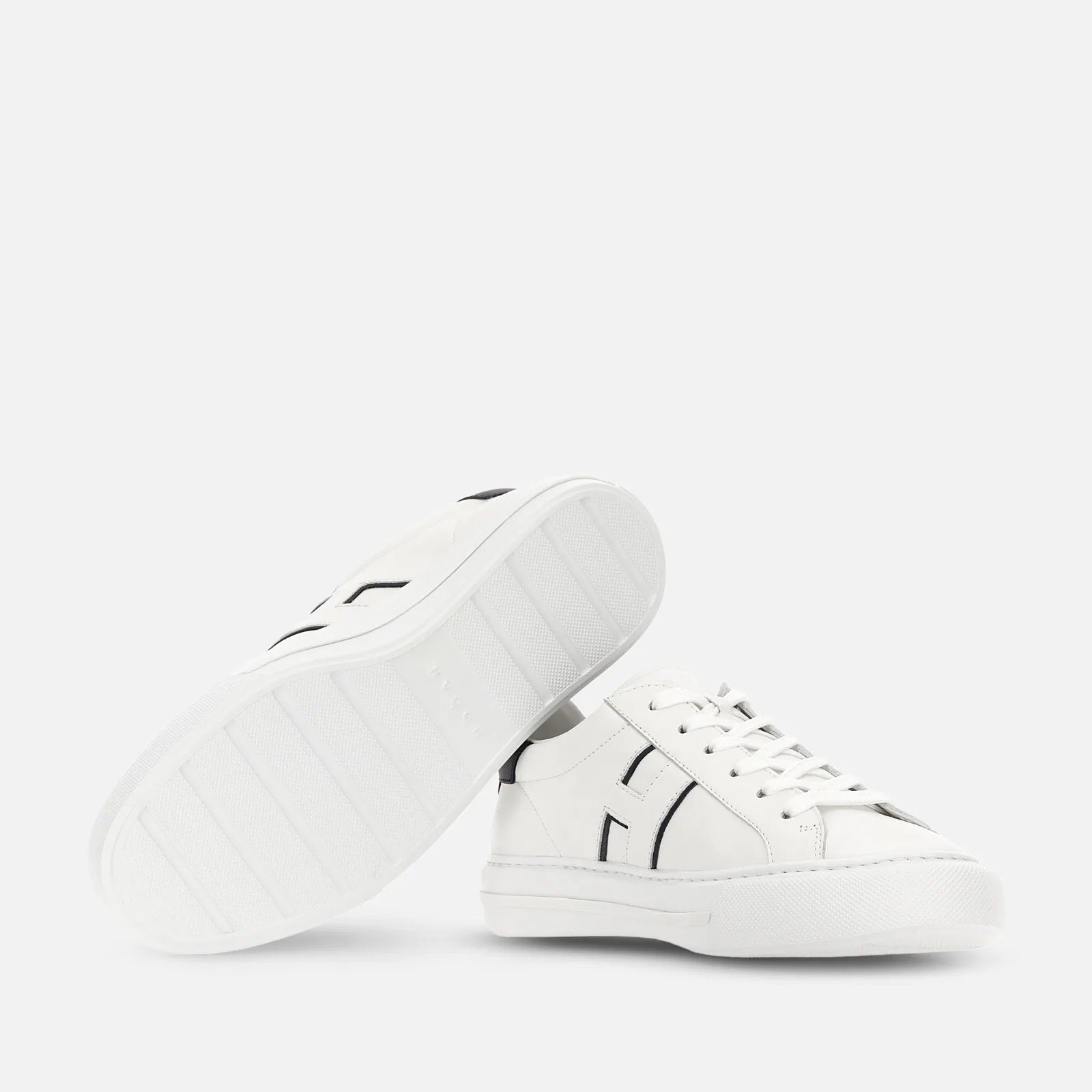 White Blue H691 Leather Sneakers