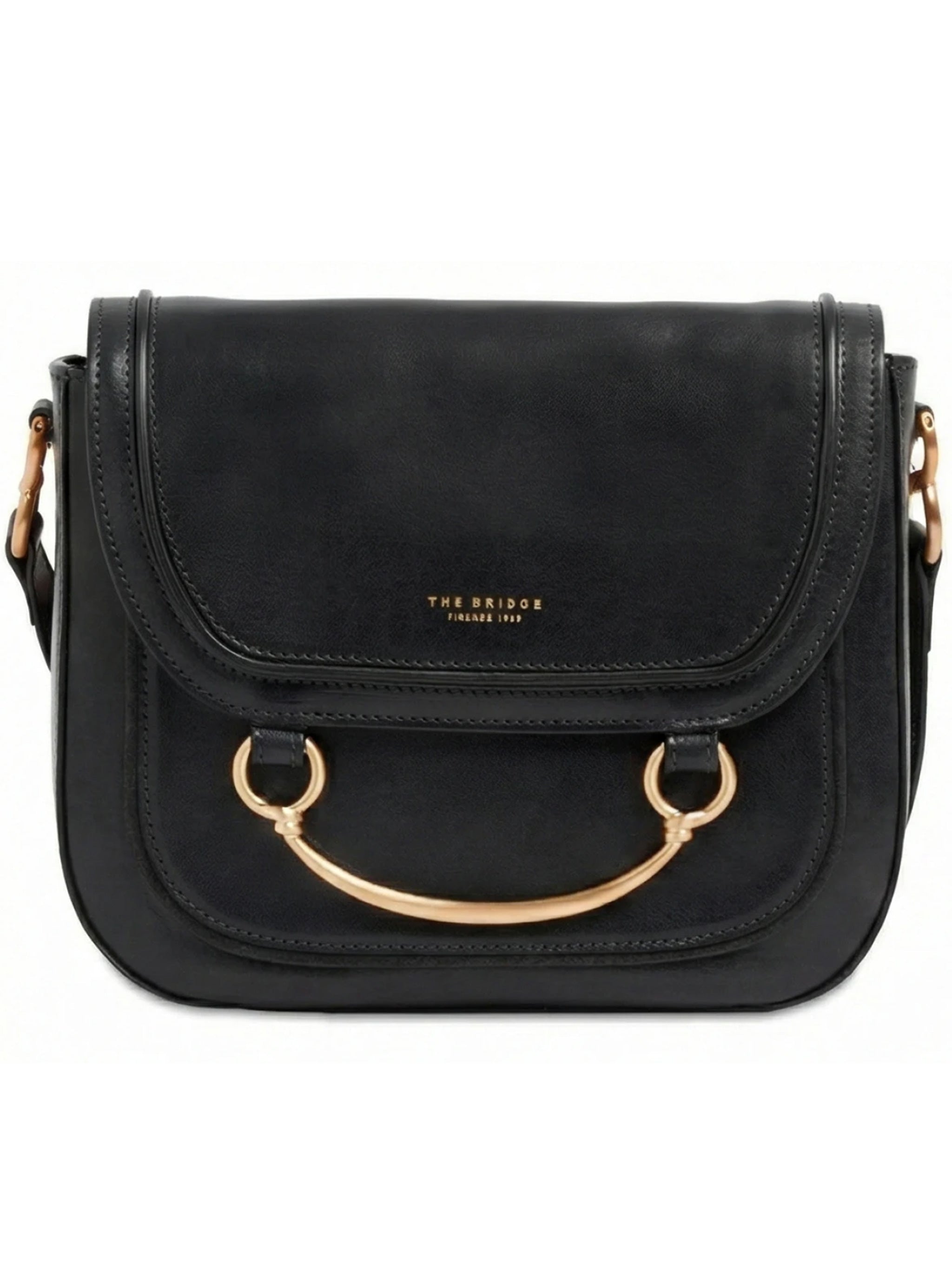 Black Crossbody Structured Leather Satchel