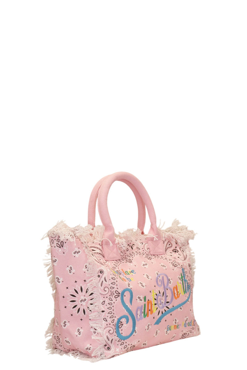 Paisley Print Tote Bag with Fringed Edges