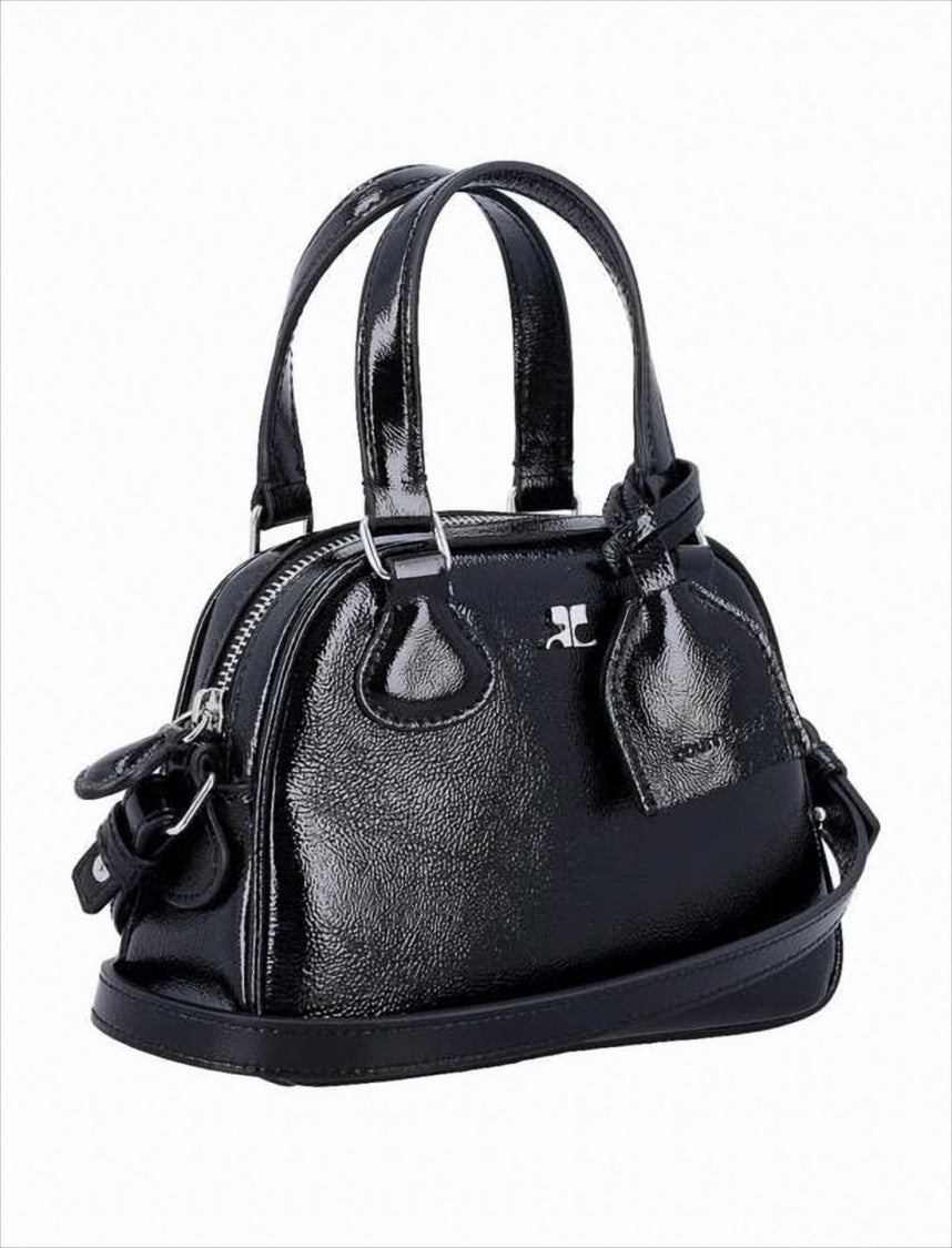 Structured Black Cow Leather Crossbody Bag