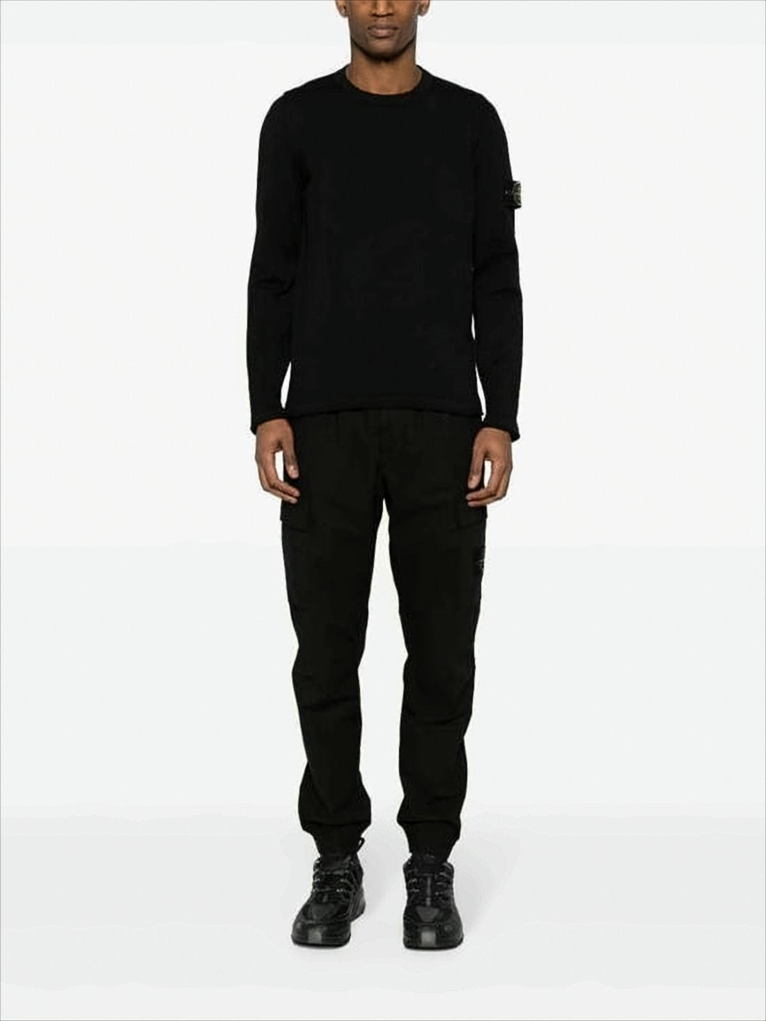 Textured Black Crew Neck Sweater
