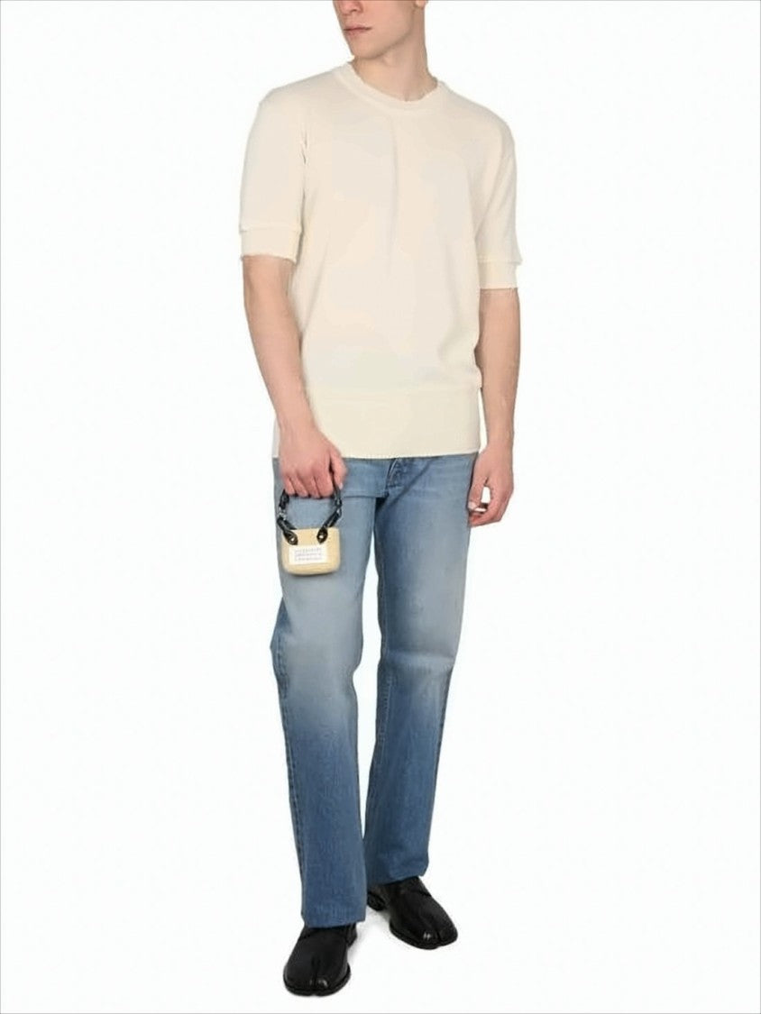 Soft Textured Short-Sleeve Knit Top With Ribbed Trims