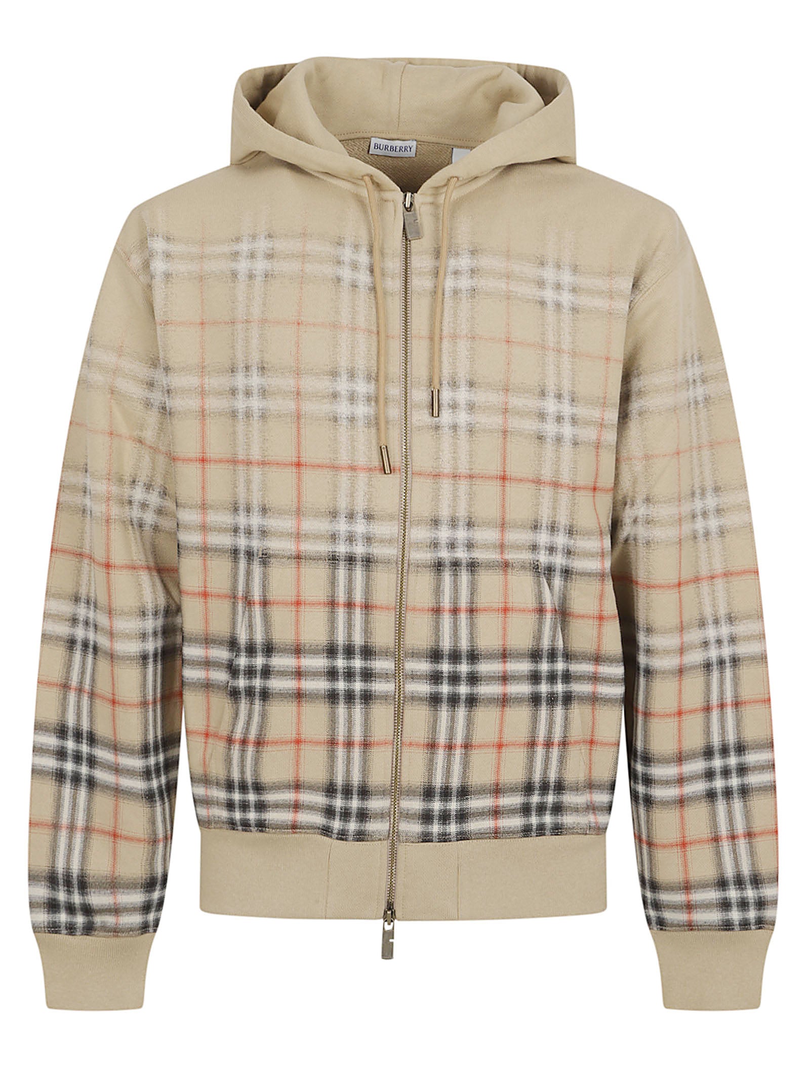Gradient Check Cotton Hooded Sweatshirt