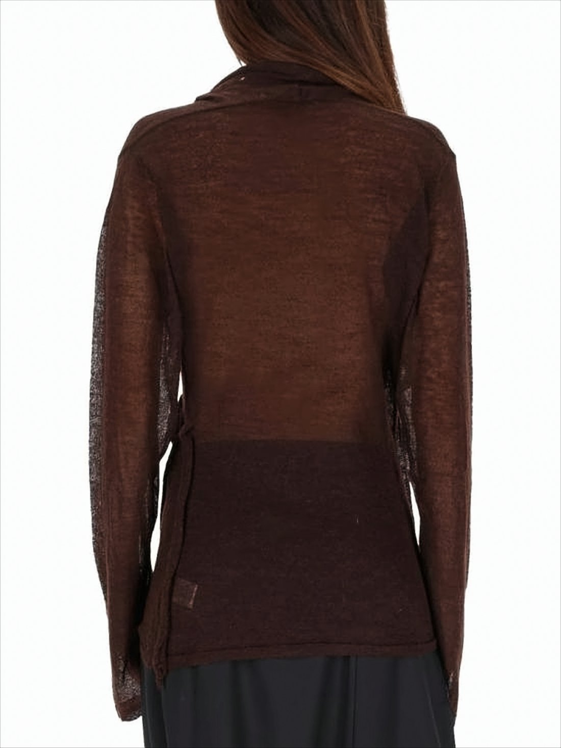 Lightweight Brown Wrap Cardigan With Side Ties