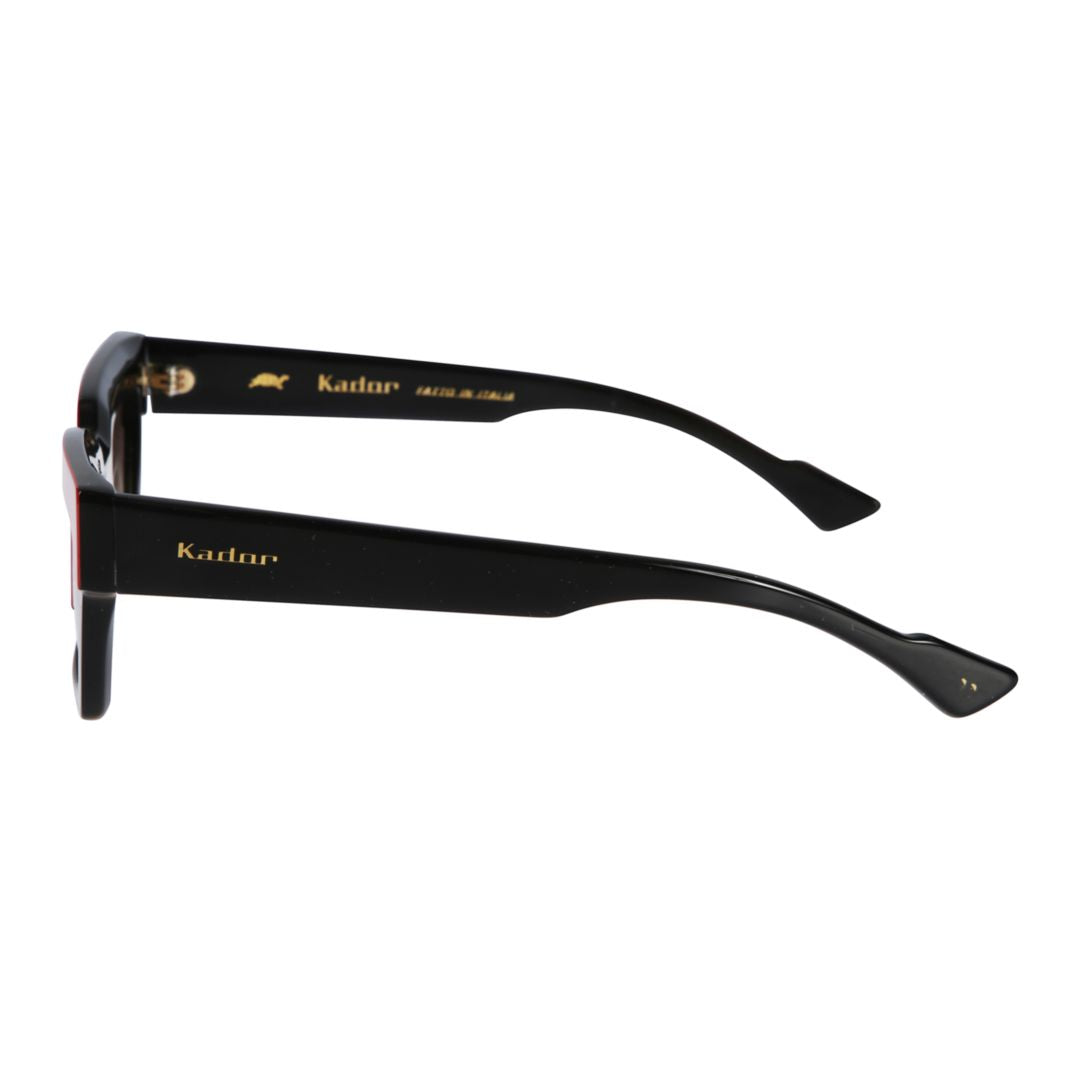 Smart Rectangular Sunglasses with Bold Red and Black Frame