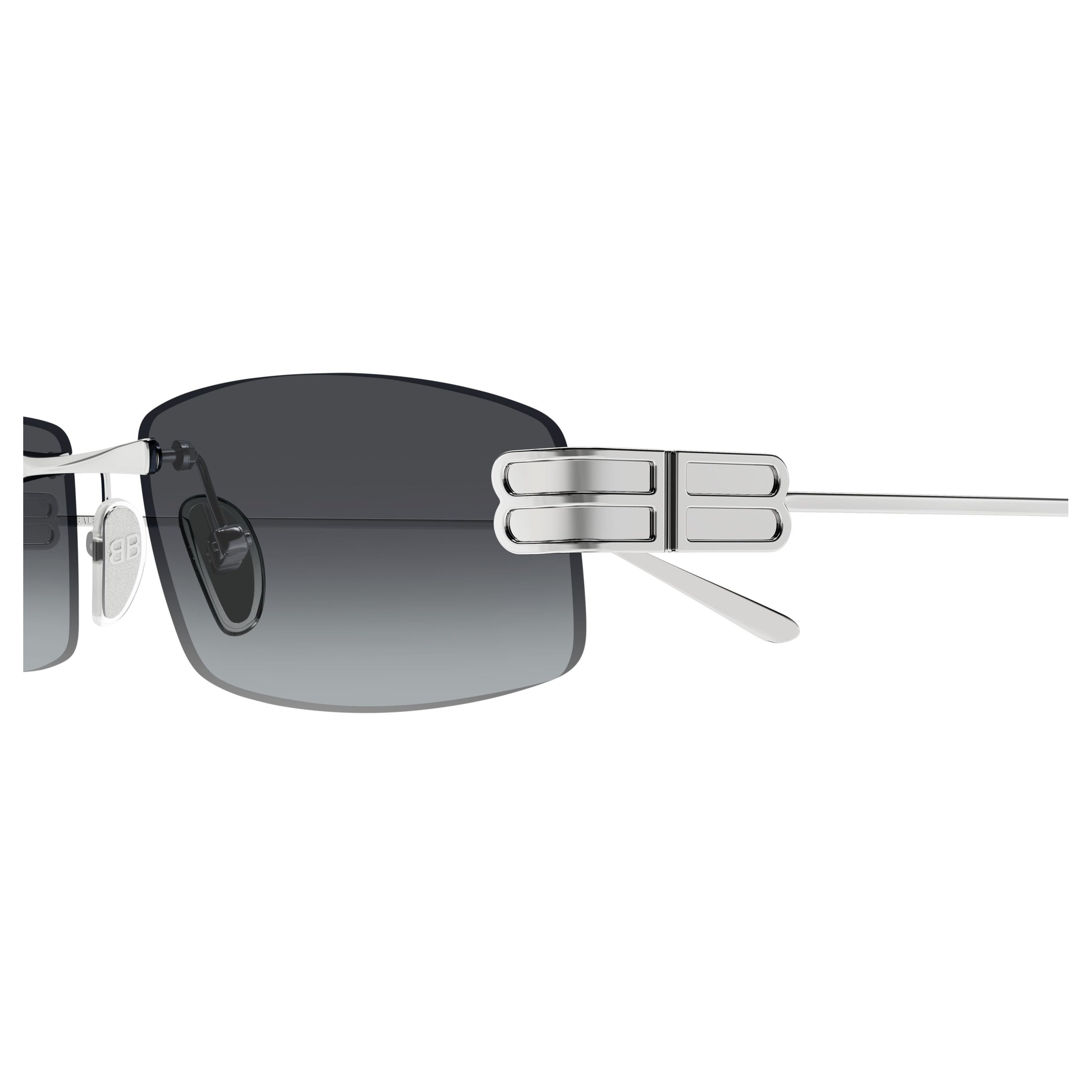 Rectangular Gradient Lens Rimless Sunglasses With Triple-Bar Detail