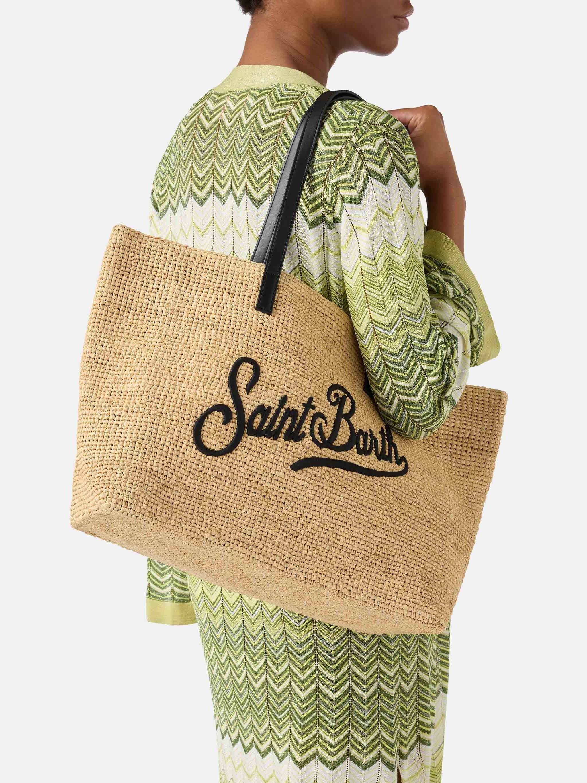 Woven Tote Bag with Embroidered Logo
