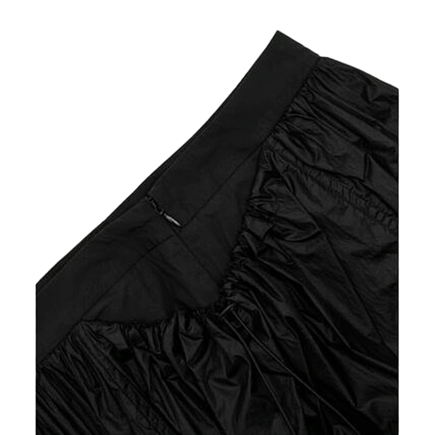 Gathered Black Maxi Skirt with Concealed Zipper