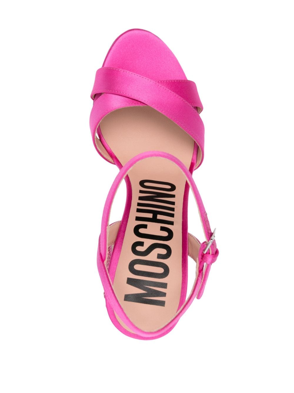 Fuchsia Satin Finish Cross-strap Sandals