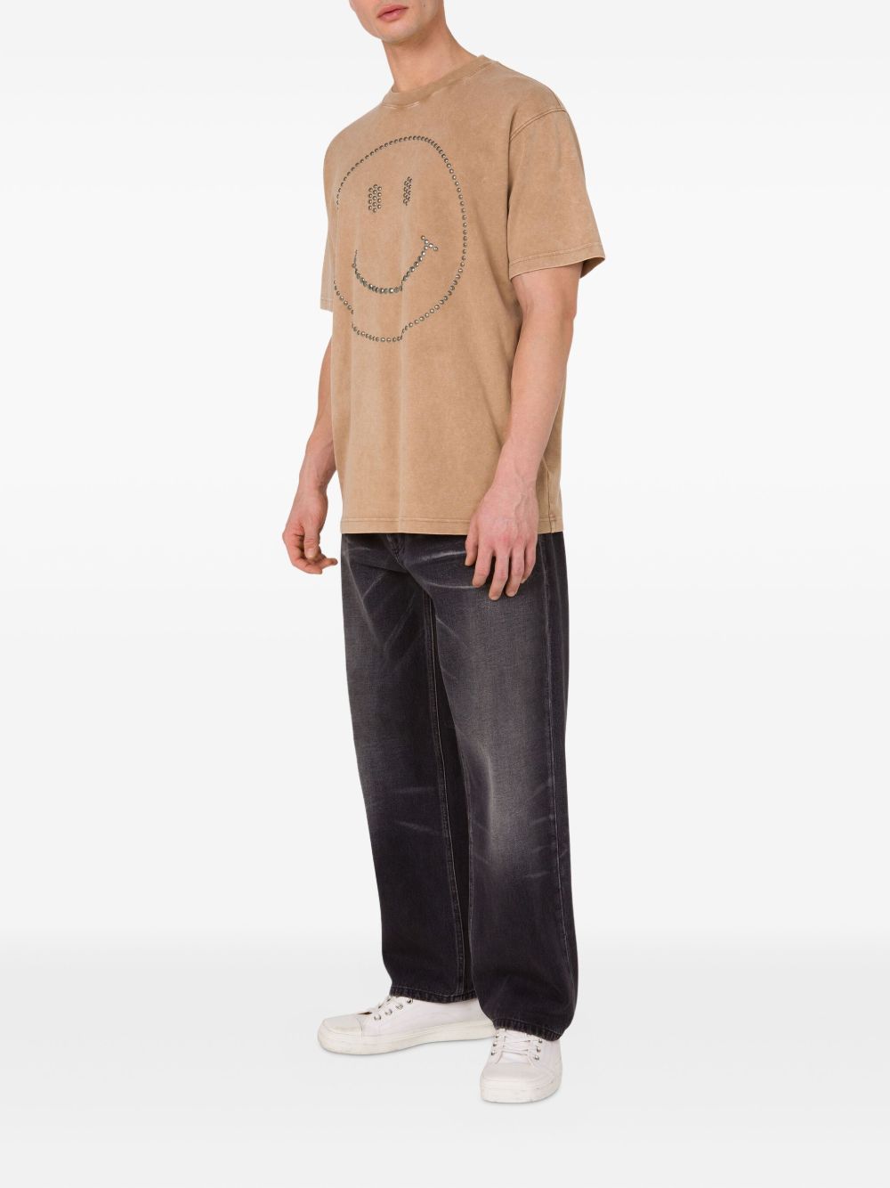 Smiley Face Studded Short-Sleeve T-Shirt