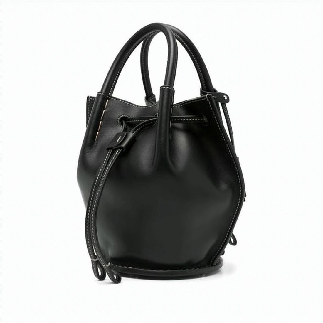 Structured Black Calf Leather Tote Bag