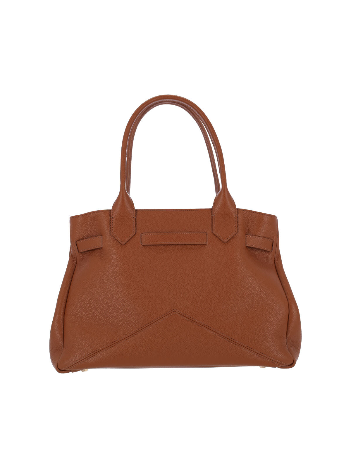 Structured Brown Calf Leather Tote With Adjustable Buckle