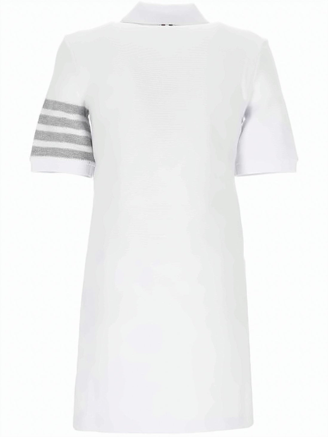 White Horizontal Striped Cotton Midi Dress