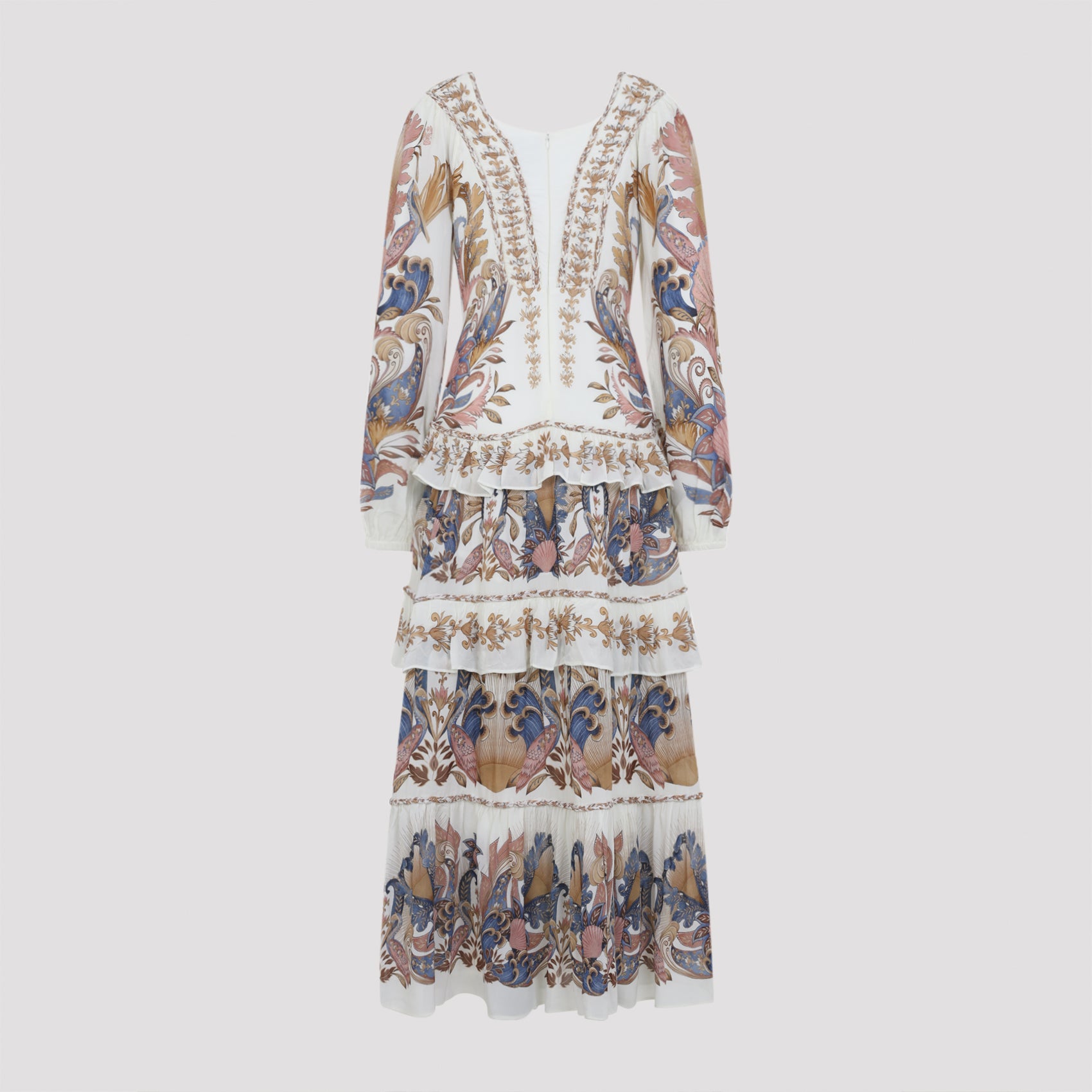 Tiered Maxi Dress With Floral Paisley Pattern