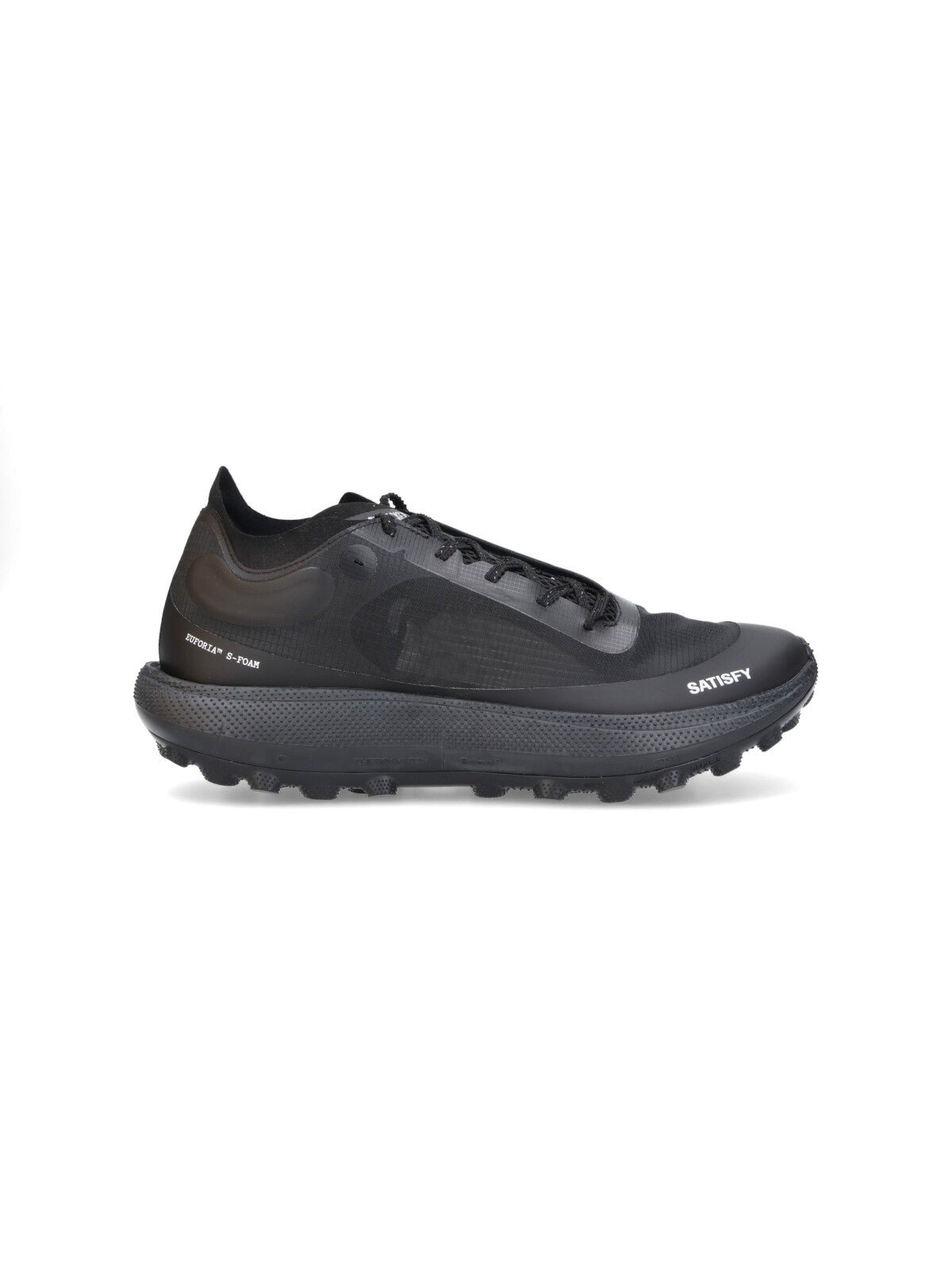 Black Streamlined Semi-Translucent Fabric Sneakers