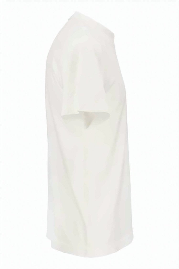 White Cotton T-Shirt with Rectangular Patch Logo