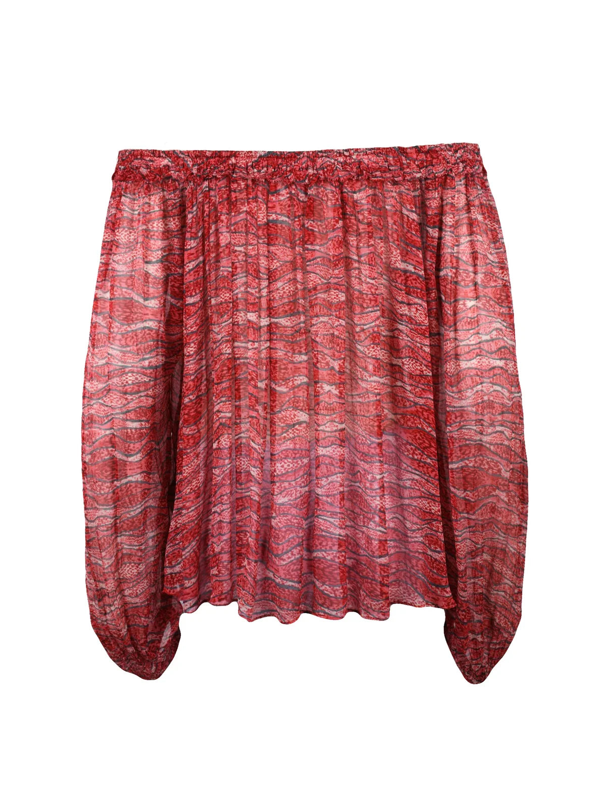 Voile Blouse - Red/Beige