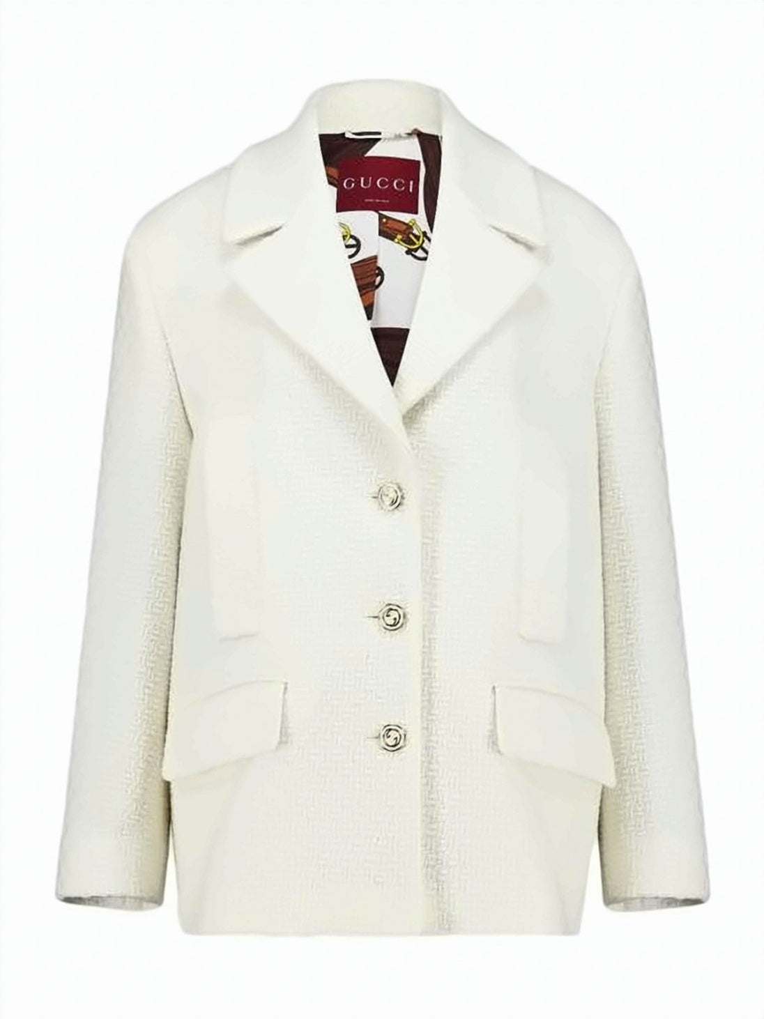 Textured Short Coat With Classic Collar
